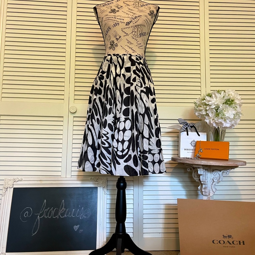 Classic Black & White A-line Cotton Skirt | Sz 12